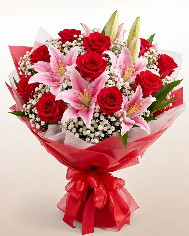 MJflowers Lily Kissed Romance (Lilies & Roses)