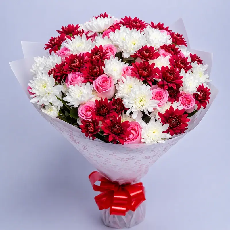 Pinky rose Mums bouquet image by MJflowers
